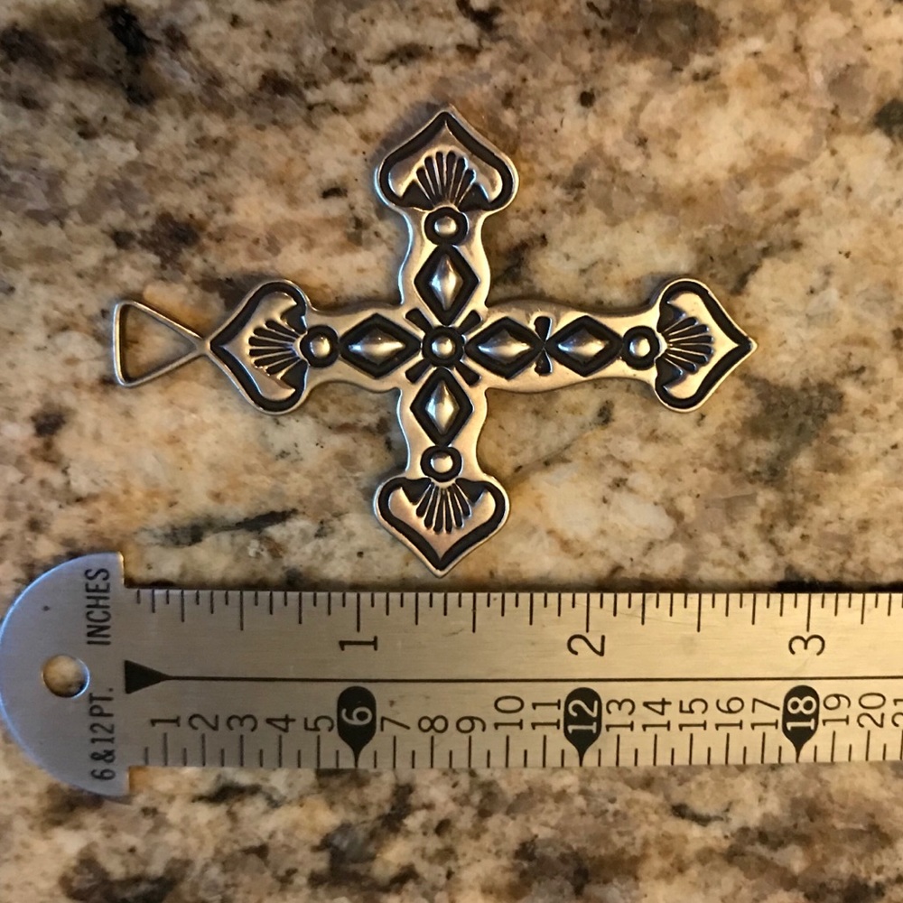 Navajo Designer PTG Large Sterling Cross - Picture 7 of 7